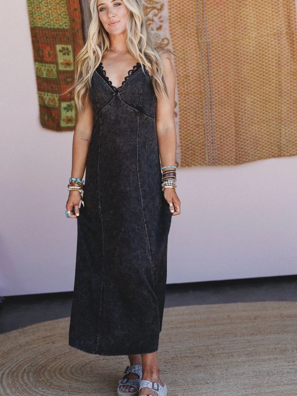 Three Bird Nest Wild Bay Black Maxi Dress NWOT